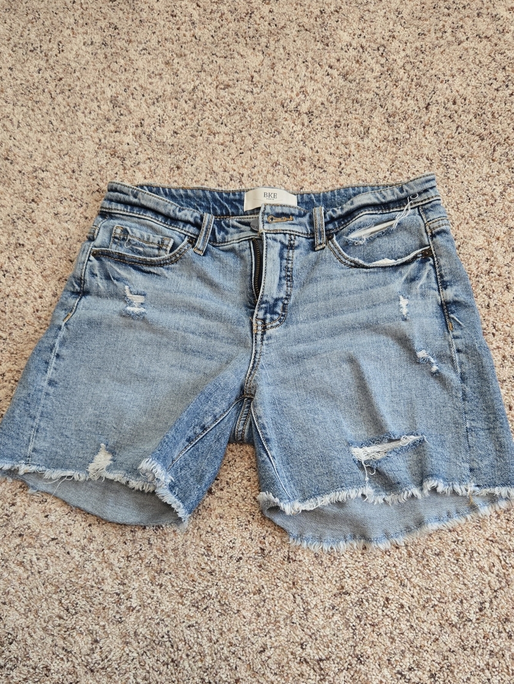 BKE Light Blue Distressed Denim Stretch Cutoff Shorts Womens Sz 27